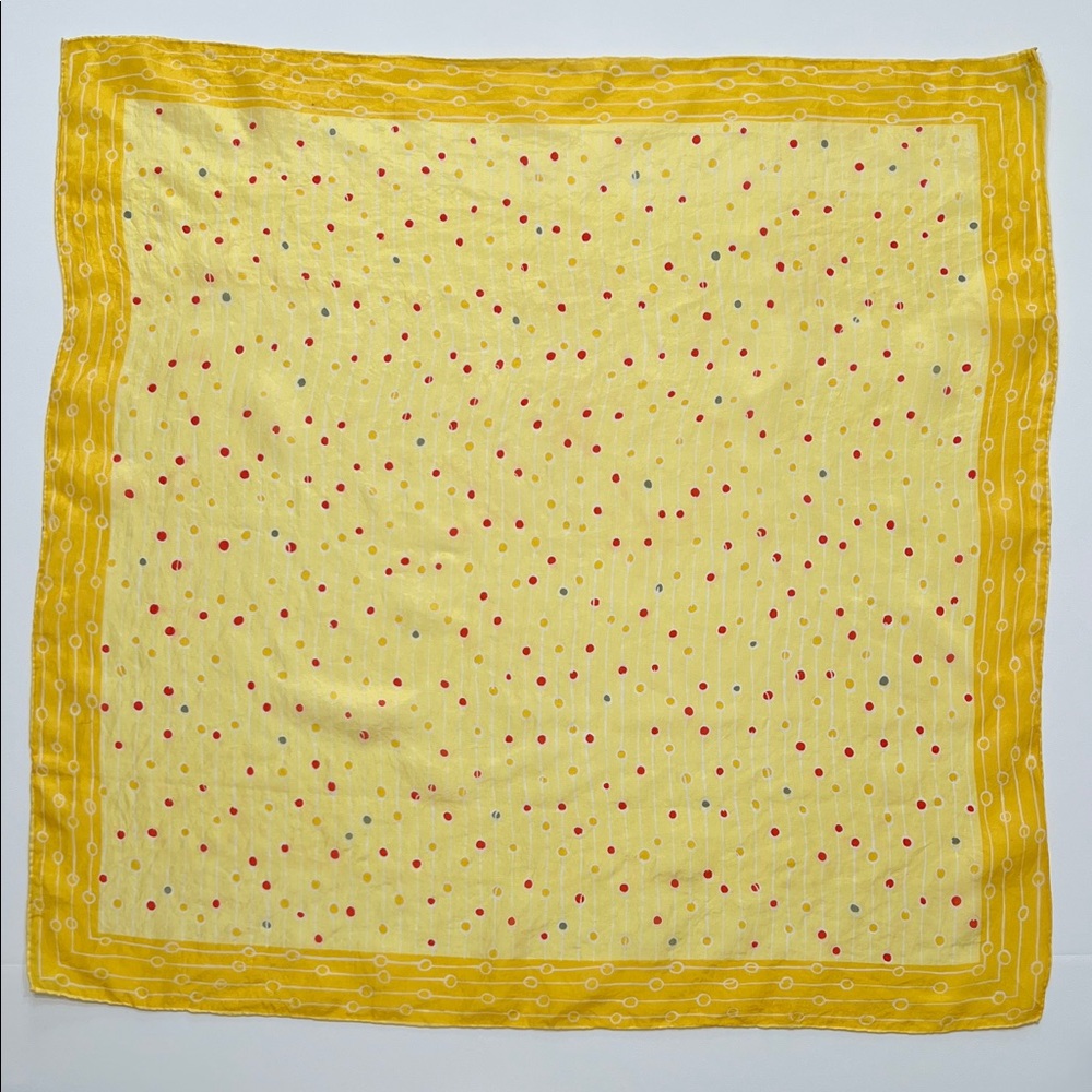 Vintage VERA  Neumann Yellow Silk Scarf very early, 1940’s soft & sheer dots